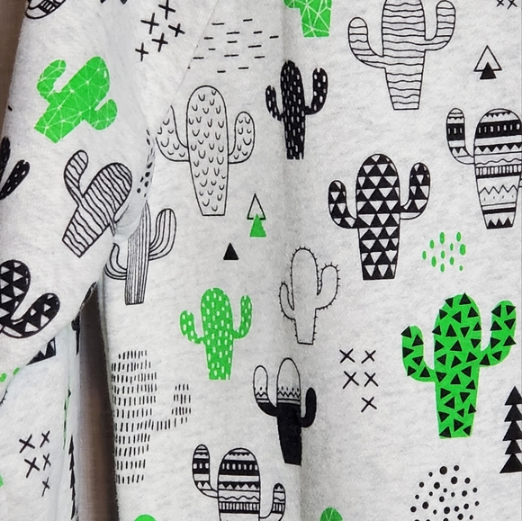 LA SOUL Crewneck All-over Cactus Print Cotton Blend Fleece Sweatshirt Size S/M - Picture 6 of 8